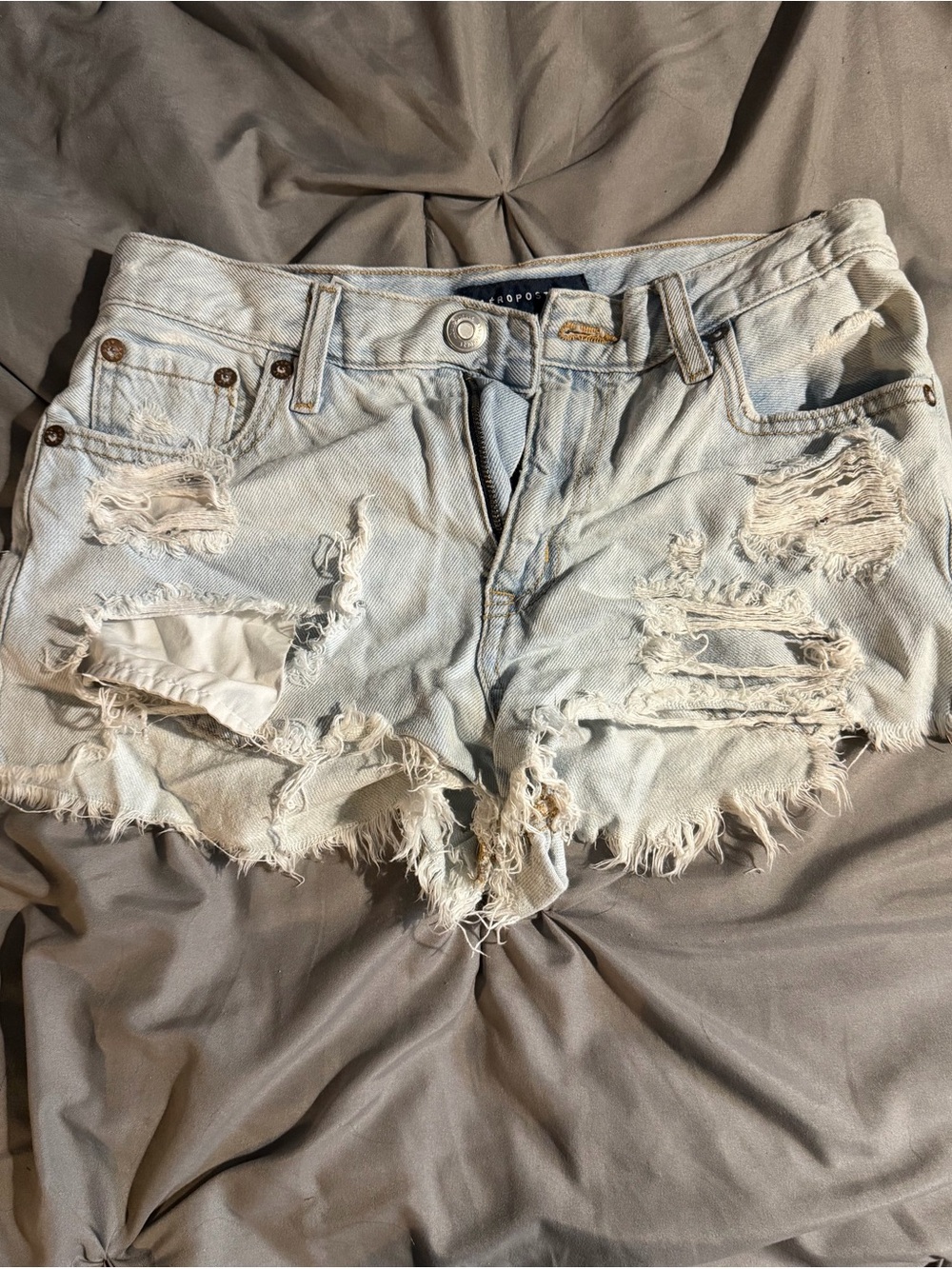 Aeropostale Light Wash Distressed Denim Cutoff Shorts
